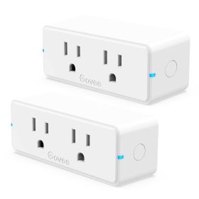 Govee Dual Smart Plug 4 Pack, 15A WiFi Bluetooth Outlet, Work with Alexa and Google Assistant, 2-in-1 Compact Design