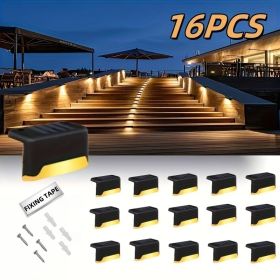 32PCS Solar Deck Lights Outdoor, Solar Step Lights Waterproof Led Solar lights for Outdoor Stairs, Step , Fence, Yard, Patio (Color: Warm light 16PCS)