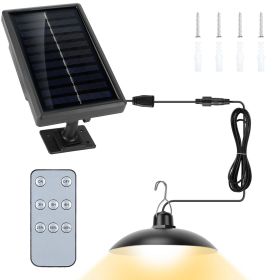 Solar Shed Lights Dimmable Timing Dusk To Dawn Sensor Hanging Lamp IP65 Waterproof Remote Control Pendant Light For Garden Patio (Lighting Color: Warm, Type: Single Head)